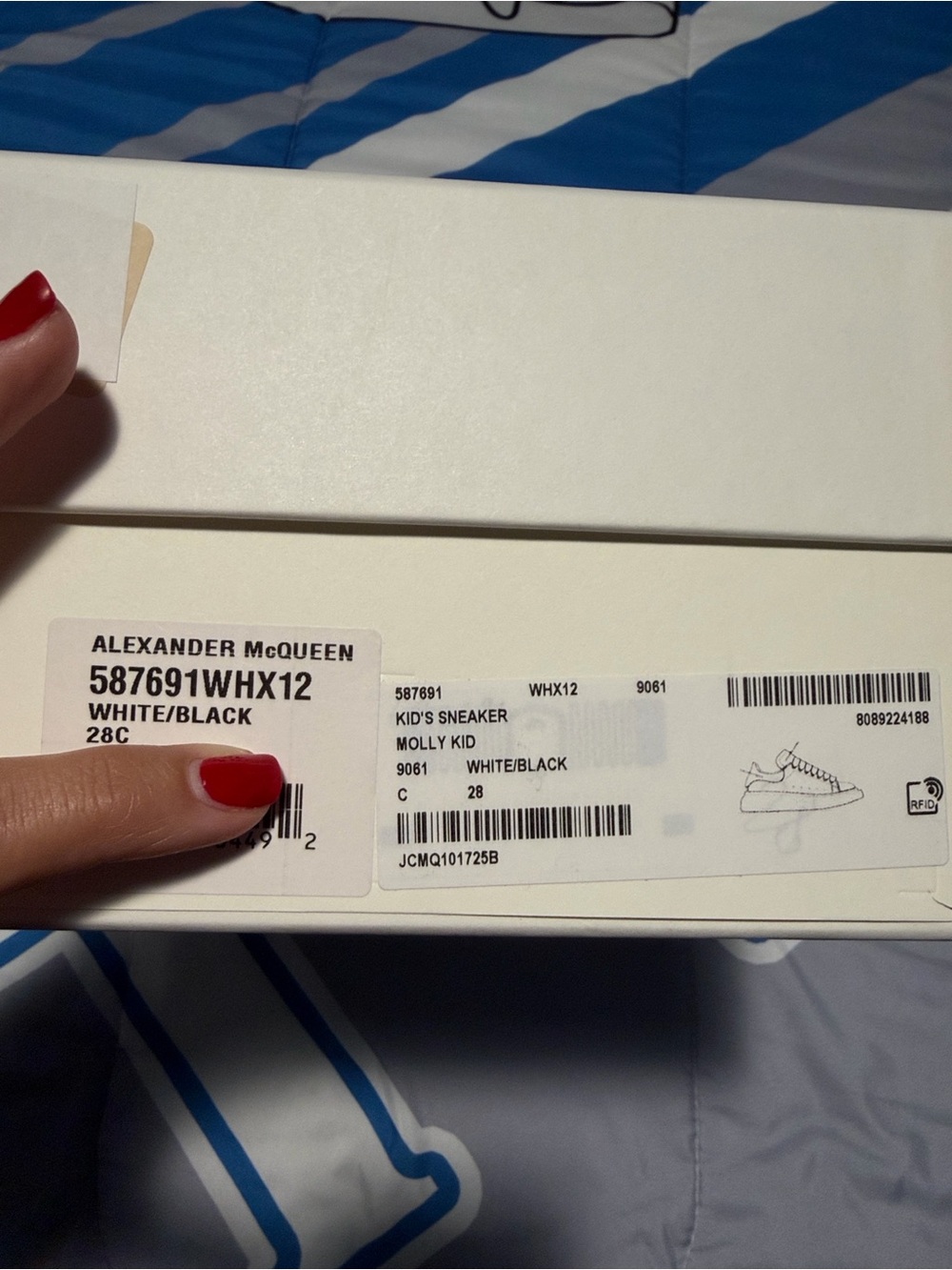 Alexander McQueen White/Black Kids Molly Sneaker Box